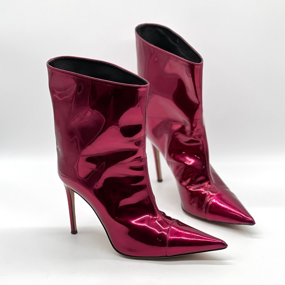ALEXANDRE VAUTHIER Alex Low Boot 8 EU38.5 Hot Pink Metallic Leather Pointed Toe